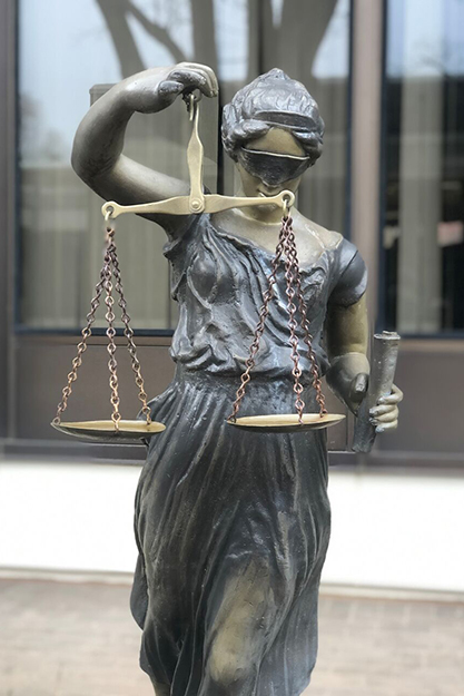 A statue in one of the garden areas at the FBI Academy at Quantico.